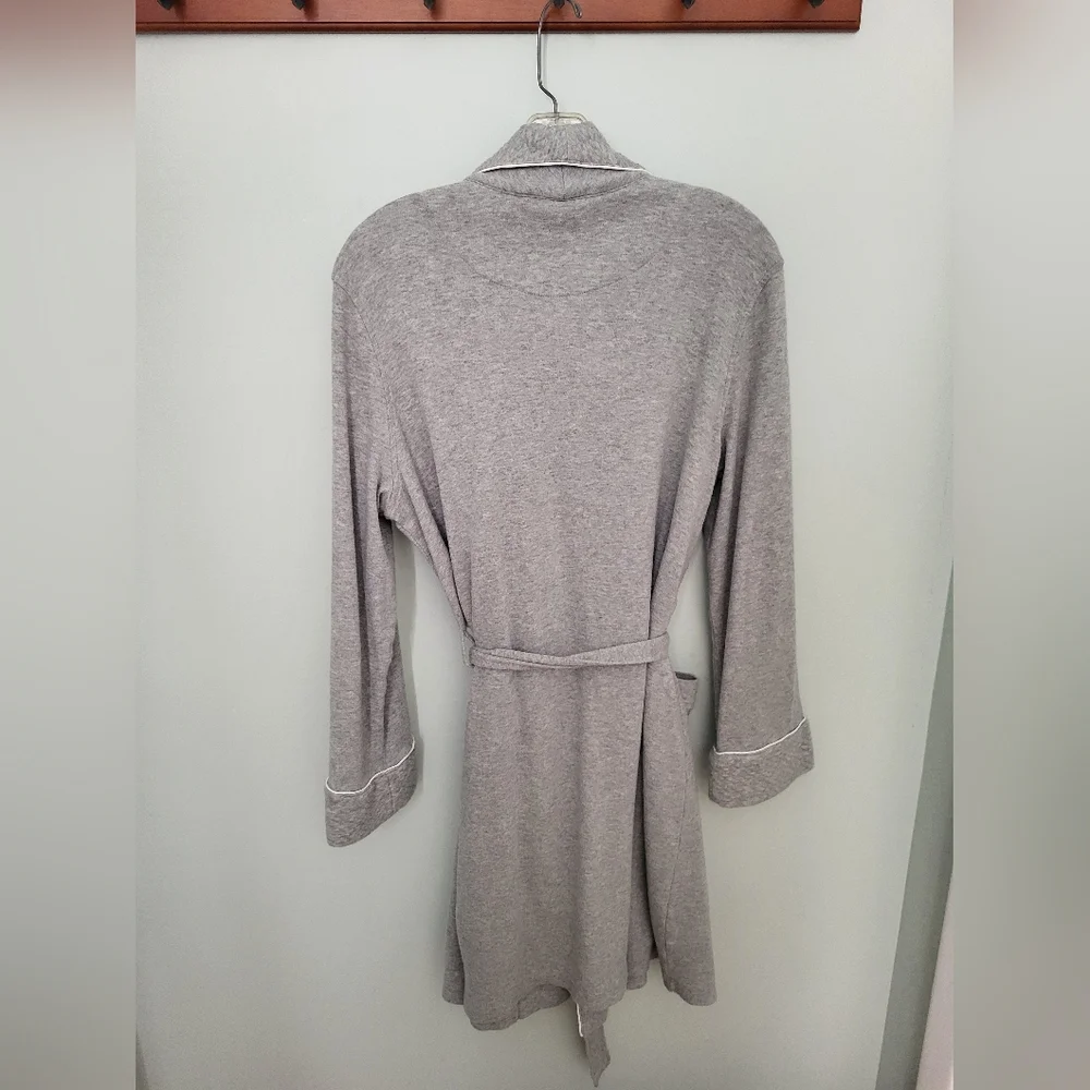Lauren Ralph Lauren Women Medium Shawl Collar Wrap Robe Pockets Gray Knee Length